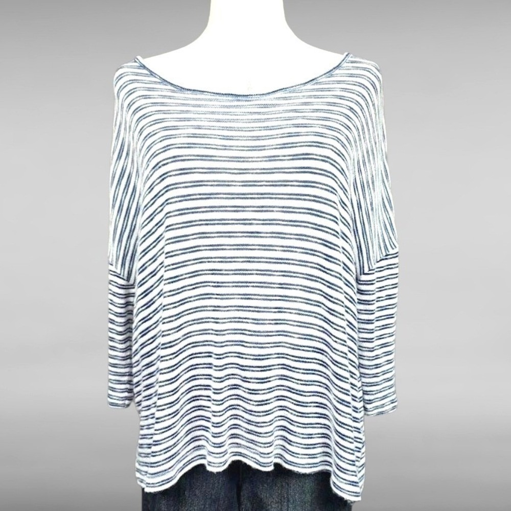 Jack by BB Dakota Striped Boatneck Sweater XS Coastal Slouchy Knit Top